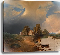 Постер Шифтер Адальберт Partie aus den westungarischen Donauauen mit aufsteigendem Gewitter