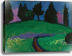 Постер Явленский Алексей Темные деревья над зеленым склоном