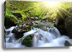 Постер Чехия. Водопад в парке Шумава №2