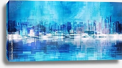 Постер Абстрактная панорама Нью-Йорка в синих тонах