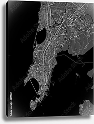 Постер План города Мумбаи, Индия, в черном цвете