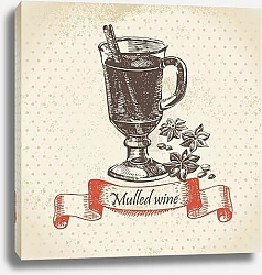 Постер Иллюстрация с глинтвейном и корицей