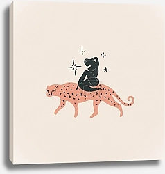 Постер Девушка на леопарде