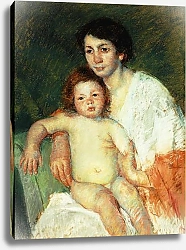 Постер Кассат Мэри (Cassatt Mary) Nude Baby on Mother's Lap Resting Her Right Arm on the Back of the Chair, 1913