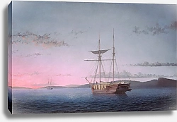 Постер Лэйн Фитц Лесозаготовительные шхуны вечером в заливе Пенобскот