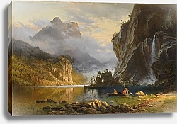 Постер Бирштад Альберт Индейцы ловят рыбу с помощью копья