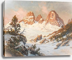 Постер Джэнни Георг Langkofelgruppe seen from the Pordoijoch