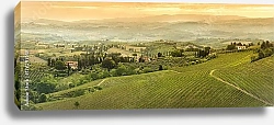 Постер Оранжевый закат в долине Тосканы в Италии
