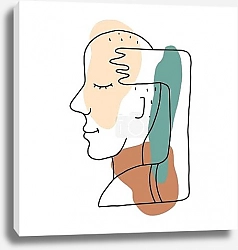 Постер line drawing abstract face. Cubism, surrealism, contemporary art