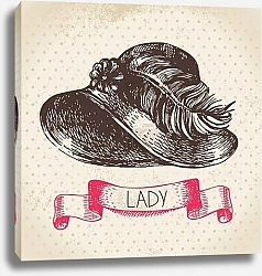 Постер Иллюстрация шляпки с пером