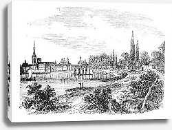 Постер Dusseldorf in North Rhine-Westphalia, Germany, vintage engraving