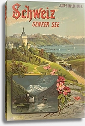 Постер Алези Фредерик Jura-Simplon Bahn. Schweiz Genfer See