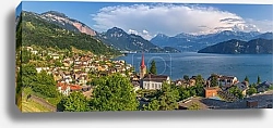 Постер Город Веггисе на берегу озера Люцерн, Швейцария