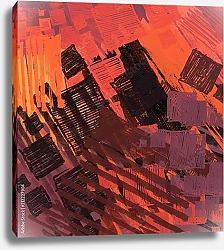 Постер Современный город в лучах закатного солнца