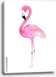 Постер Акварельный розовый фламинго
