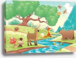 Постер Животные у реки