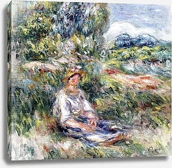 Постер Ренуар Пьер (Pierre-Auguste Renoir) Young Woman Sitting in a Meadow,