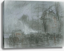 Постер Мигем Юджин Ван Natiewagen bij de boten op de kaai