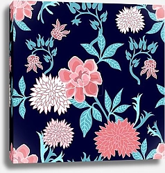 Постер Хризантемы на темно-синем фоне 