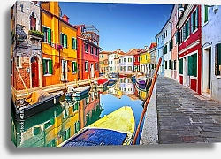 Постер Красочные дома в Бурано, Венеция, Италия