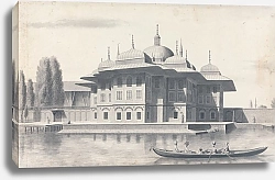 Постер Ривли Уилли Мужчина в лодке, которую проплывают мимо павильона