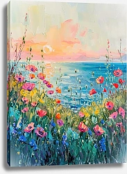 Постер Dawn’s embrace: flowers by the sea