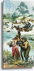 Постер Школа: Английская 20в. Pioneers crossing the un-tamed Arkansas River in the early 1880's