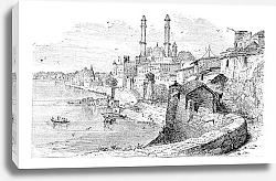 Постер Varanasi or Banares or Banaras, in Uttar Pradesh, India, vintage engraving