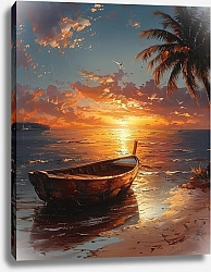 Постер Sunset on golden beach