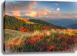 Постер Луна над осенними холмами