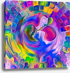 Постер Mother and Child series. Interplay of human profiles, colors and shapes on the subject of parenthood, love and art.
