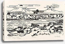 Постер Клоостер Йоханнес Ландшап, Мидден-Ява; Мербабо, Мерапи, Элло Ривьер