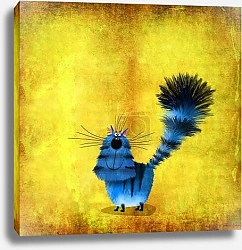 Постер Синий кот с пушистым хвостом