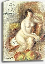Постер Ренуар Пьер (Pierre-Auguste Renoir) Nude Woman Sitting with Apples; Femme Nue Assise et Pommes, c.1908