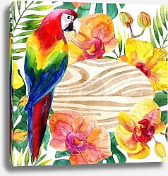 Постер Коллаж с розами, птицами, бабочками и почтовыми марками