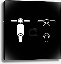 Постер Scooter Motorcycle Motobike Delivery concept Moped Shipping icon outline set white color vector illustration flat style simple image