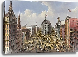 Постер Куррье&Ивес Broadway, New York; From the western union telegraph building looking north