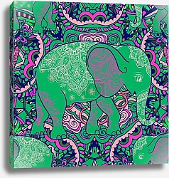 Постер Восточный оранмент со слоном