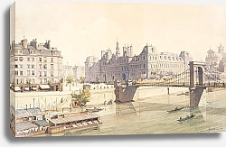 Постер Хоффбауер Федор L’Hôtel de Ville et le pont d’Arcole en 1842