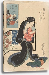 Постер Утагава Кунисада Женщина, прижимающая к себе ребенка