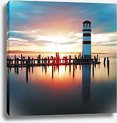 Постер Австрия, маяк на закате