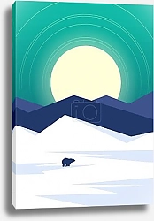 Постер Antarctica winter landscape with white peaks illustration