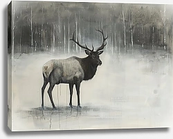 Постер Elk near the winter forest