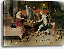 Постер Кессель Ян Allegory of Hearing, detail of an organist