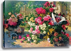 Постер Пети Альфред Flower Baskets And Flower Pots In A Garden