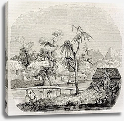Постер Tahiti island old view. Created by Lebreton, published on Magasin Pittoresque, Paris, 1843