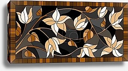 Постер Иллюстрация в витражном стиле с белыми цветами