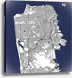 Постер map of the city of San Francisco, USA