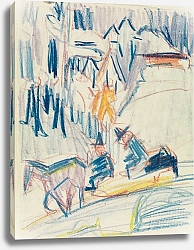 Постер Кирхнер Людвиг Эрнст Pferdeschlitten mit zwei Männern im Hochgebirge