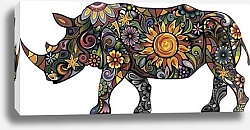 Постер Носорог с цветочным орнаментом